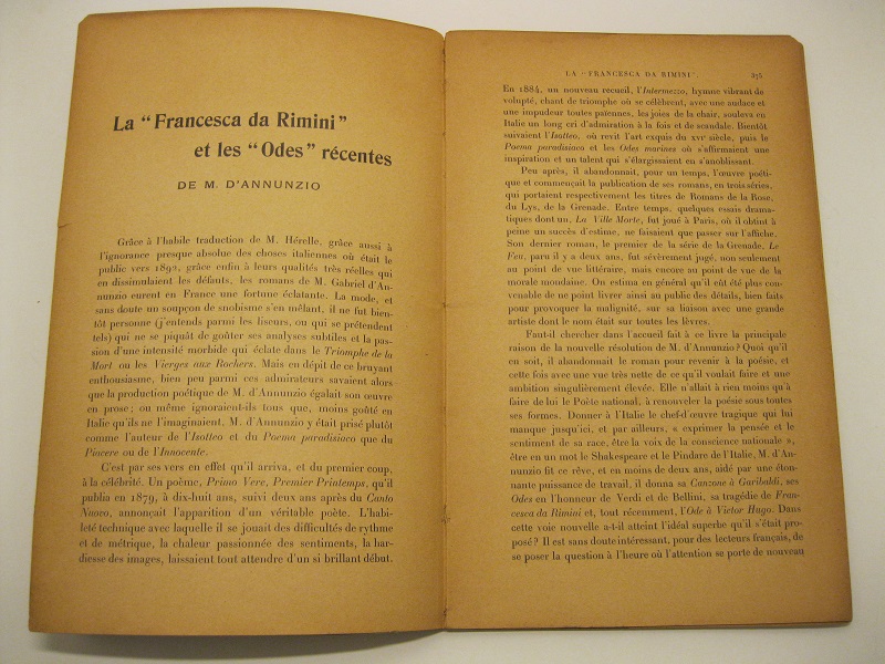 La Francesca da Rimini et les Odes récentes de M. D'Annunzio